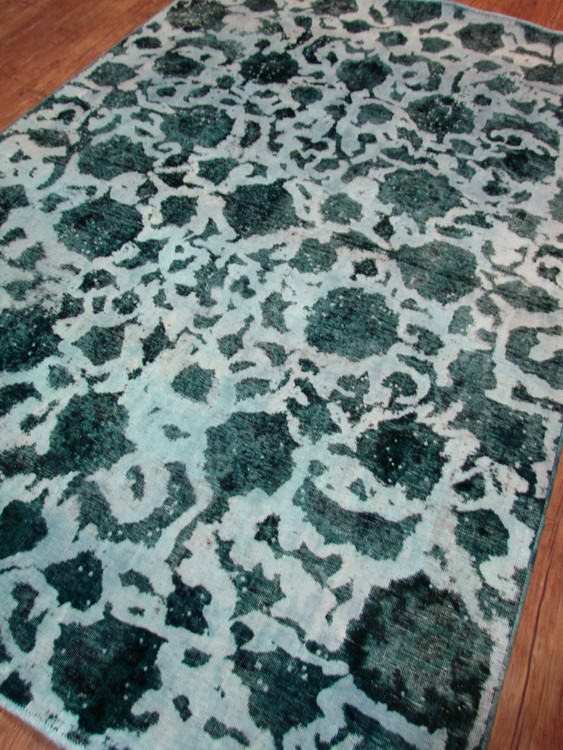 فرش دستباف صبا وینتیج ۶/۵ متری آبی تبریز نقش برجسته