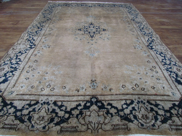 فرش وینتیج صبا دستباف ۳/۵ متری کرم نسکافه ای کرمان