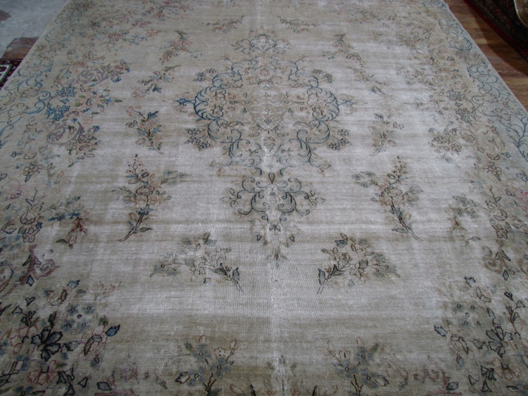 فرش وینتیج صبا دستباف ۱۲ متری طوسی کرمان