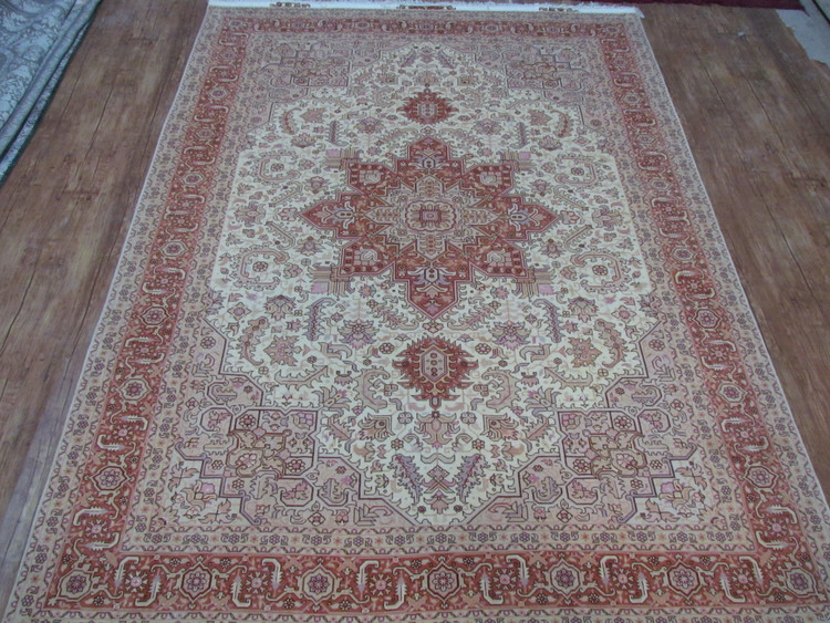 فرش دستباف کرک و ابریشم ۵۰ رج نقشه هریس تبریز جفت ۶ متری