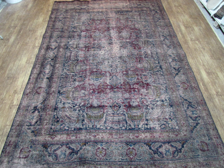 فرش وینتیج صبا دستباف ۸ متری نسکافه ای سرمه ای خراسان