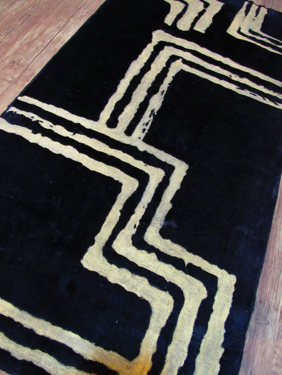 فرش دستباف صبا وینتیج ۳ متری مشکی طلایی مدرن