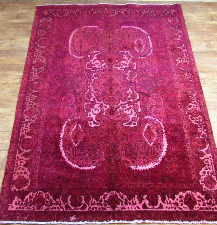 فرش وینتیج صبا دستباف ۸ متری قرمز تبریز نقش برجسته
