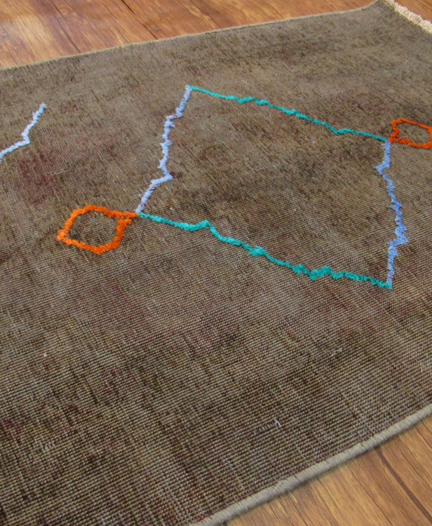 فرش دستباف صبا وینتیج ۱/۵ متری طوسی تبریز قالیچه