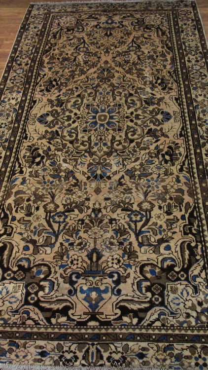 فرش وینتیج صبا دستباف ۵ متری کرم نسکافه ای همدان کناره