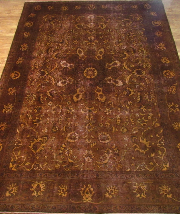 فرش وینتیج صبا دستباف ۱۲ متری نشکافه ای طلایی تبریز