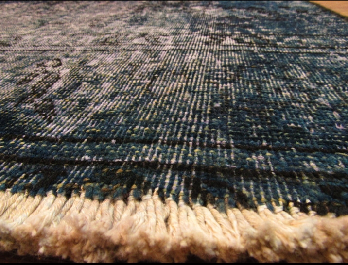 فرش دستباف صبا وینتیج کناره ۳/۵ متری آبی تبریز