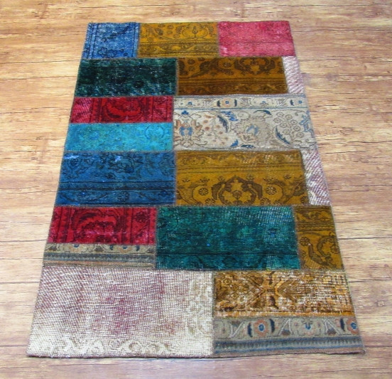 قالیچه دستباف کلاژ ۱/۷ متری چند رنگ تبریز