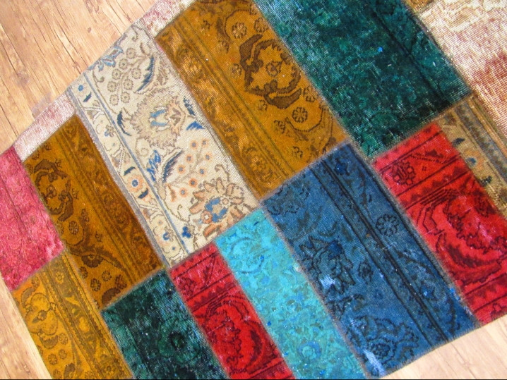 قالیچه دستباف کلاژ ۱/۷ متری چند رنگ تبریز