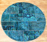 قالیچه دستباف کلاژ ۱/۸ متری دایره سبز آبی تبریز