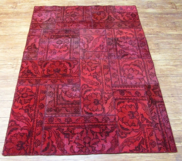 قالیچه دستباف کلاژ ۲/۵ متری قرمز تبریز