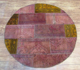 قالیچه دستباف کلاژ ۱/۲ متری دایره کرم نسکافه ای تبریز