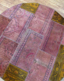 قالیچه دستباف کلاژ ۱/۲ متری دایره کرم نسکافه ای تبریز