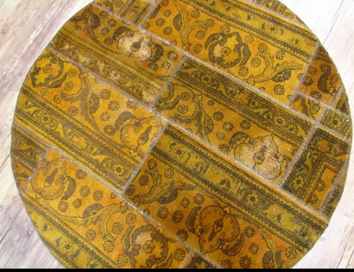 قالیچه دستباف کلاژ ۱/۲ متری دایره طلایی تبریز