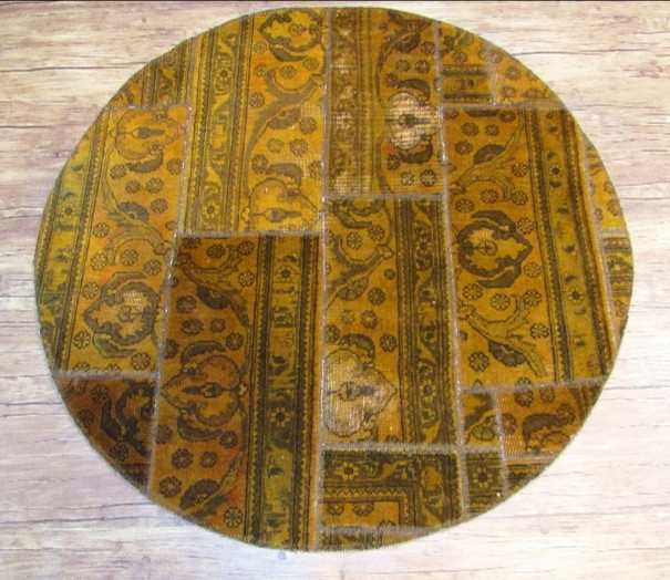 قالیچه دستباف کلاژ ۱/۲ متری دایره طلایی تبریز