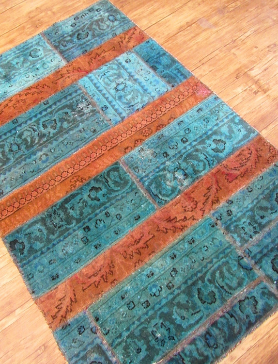 قالیچه دستباف کلاژ ۱/۵ متری سبز تبریز