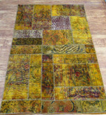 قالیچه دستباف کلاژ ۲/۲ متری طلایی تبریز