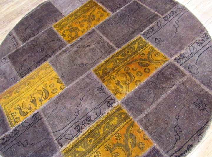 قالیچه دستباف کلاژ ۱/۸ متری دایره نسکافه ای تبریز