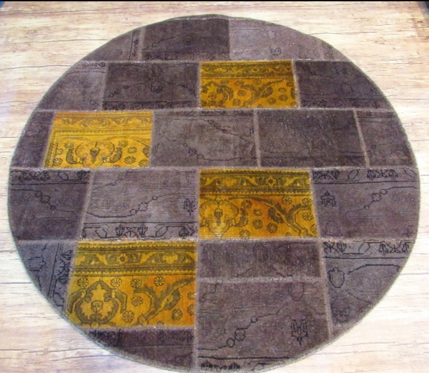 قالیچه دستباف کلاژ ۱/۸ متری دایره نسکافه ای تبریز