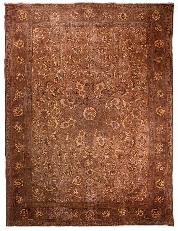 فرش وینتیج صبا دستباف ۱۲ متری نسکافه ای طلایی تبریز مدرن