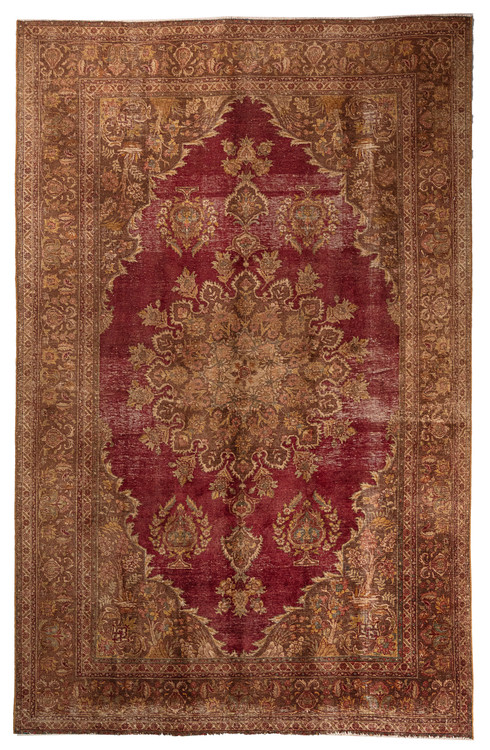 فرش وینتیج صبا دستباف ۸ متری کرم نشکافته ای تبریز