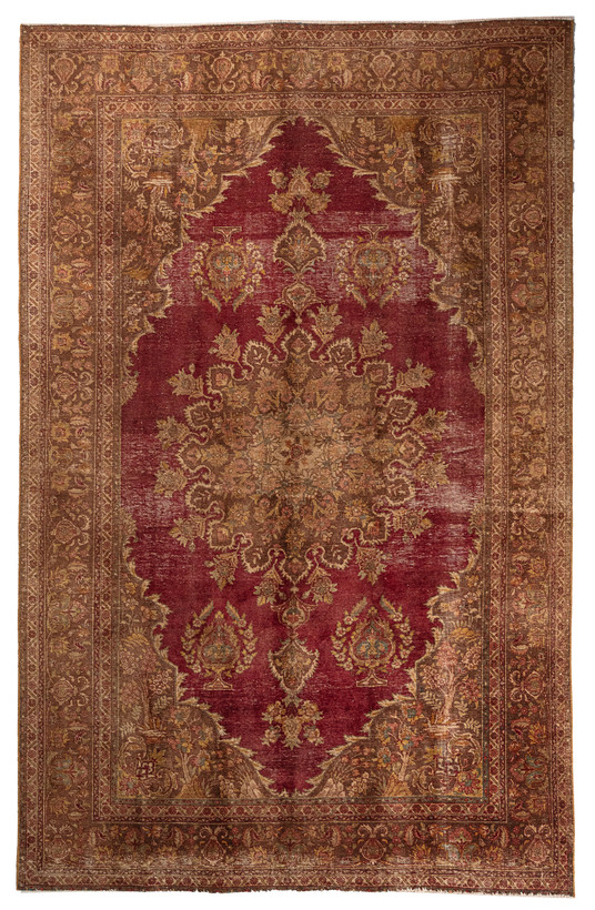 فرش وینتیج صبا دستباف ۸ متری کرم نشکافته ای تبریز