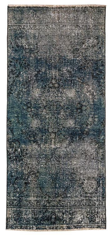 فرش وینتیج صبا دستباف کناره ۳/۵ متری آبی تبریز مدرن