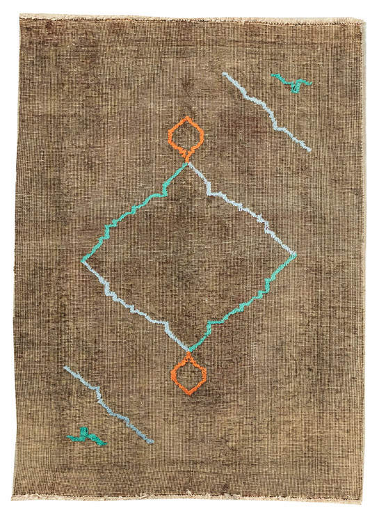 فرش وینتیج صبا دستباف ۱/۵ متری طوسی تبریز قالیچه مدرن