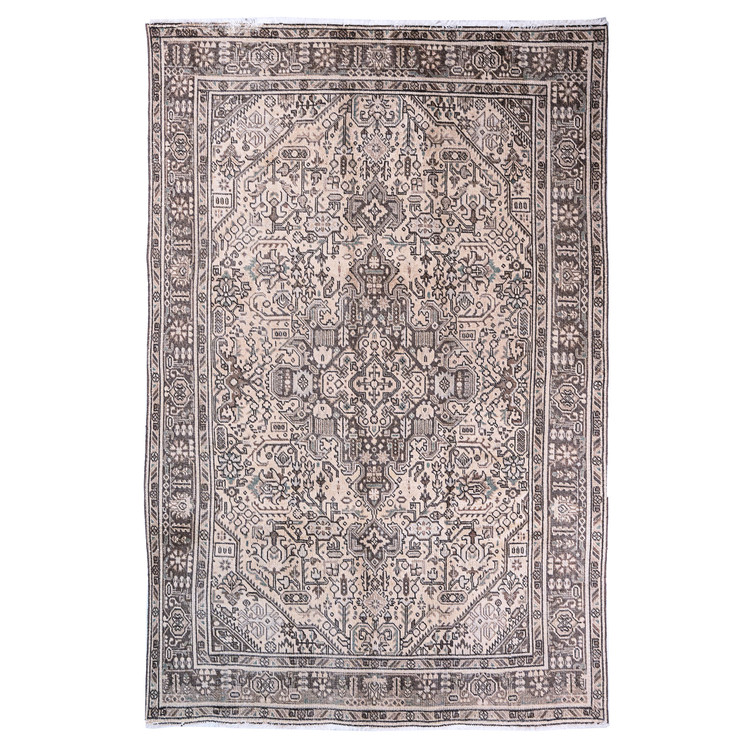 فرش وینتیج صبا دستباف ۶ متری کرم نقش هریس