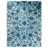 فرش وینتیج صبا دستباف ۶/۵ متری آبی تبریز نقش برجسته مدرن