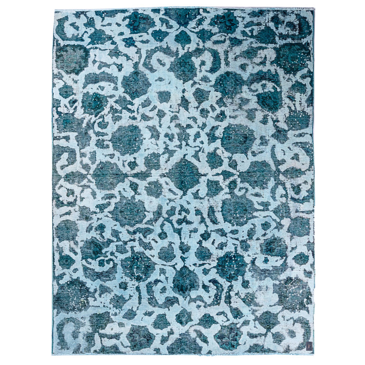 فرش وینتیج صبا دستباف ۶/۵ متری آبی تبریز نقش برجسته مدرن