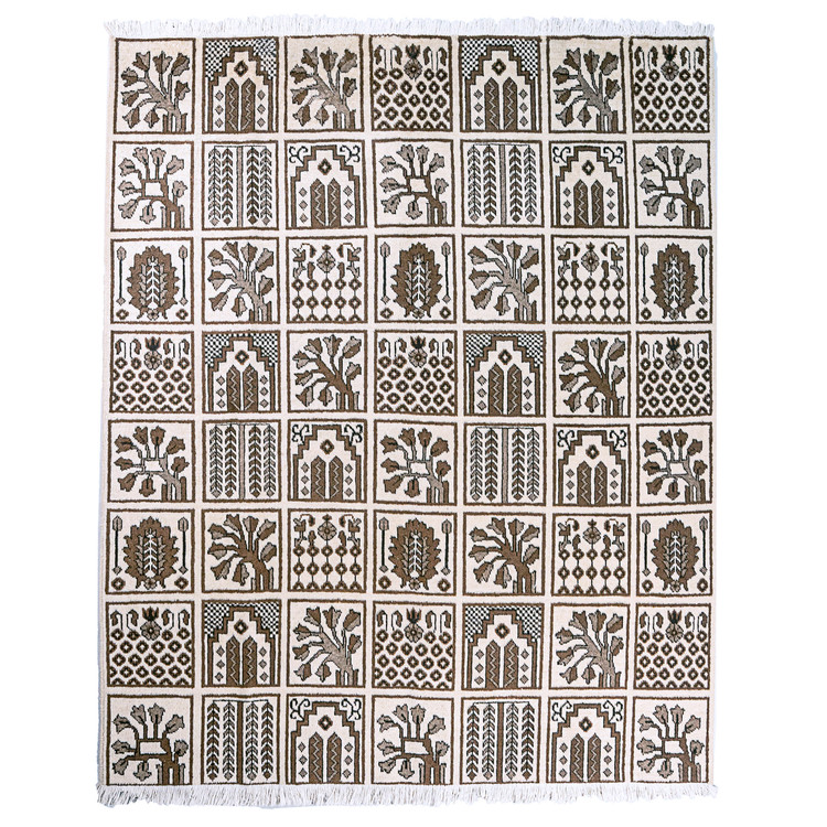 فرش وینتیج صبا دستباف ۴/۵ متری کرم قهوه ای تبریز