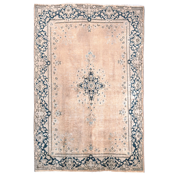 فرش وینتیج صبا دستباف ۳/۵ متری کرم نسکافه ای کرمان