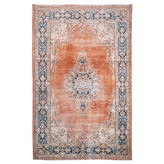 فرش وینتیج صبا دستباف ۳/۵ متری کرم نارنجی کرمان