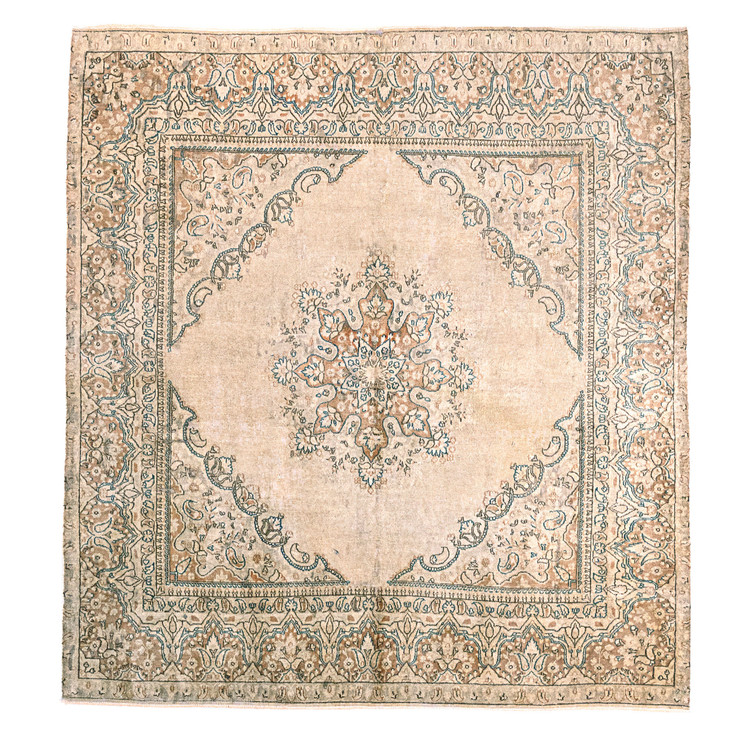 فرش وینتیج صبا دستباف ۳/۵ متری کرم تبریز مدرن