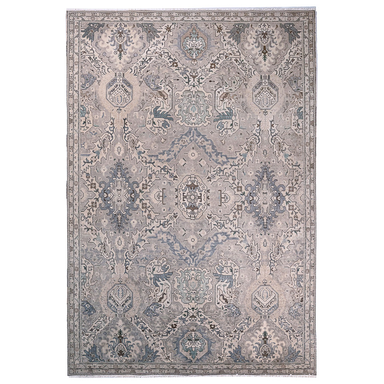 فرش وینتیج صبا دستباف ۷ متری طوسی تبریز مدرن