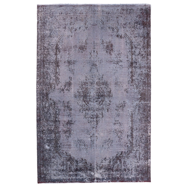 فرش وینتیج صبا دستباف ۵/۵ متری طوسی کرمان مدرن