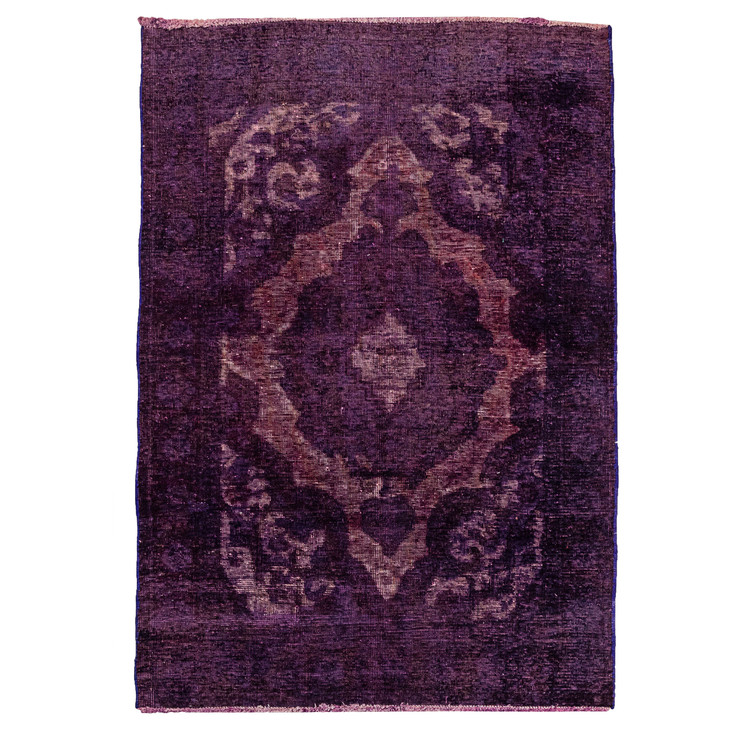 فرش وینتیج صبا دستباف ۲/۳ متری بنفش تبریز قالیچه مدرن