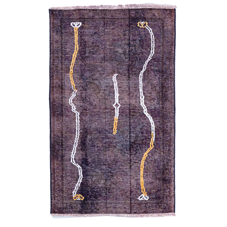 قالیچه وینتیج صبا۱/۵ متری دستباف تبریز ابریشم کاری شده مدرن