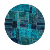 قالیچه دستباف کلاژ ۱/۸ متری دایره سبز آبی تبریز