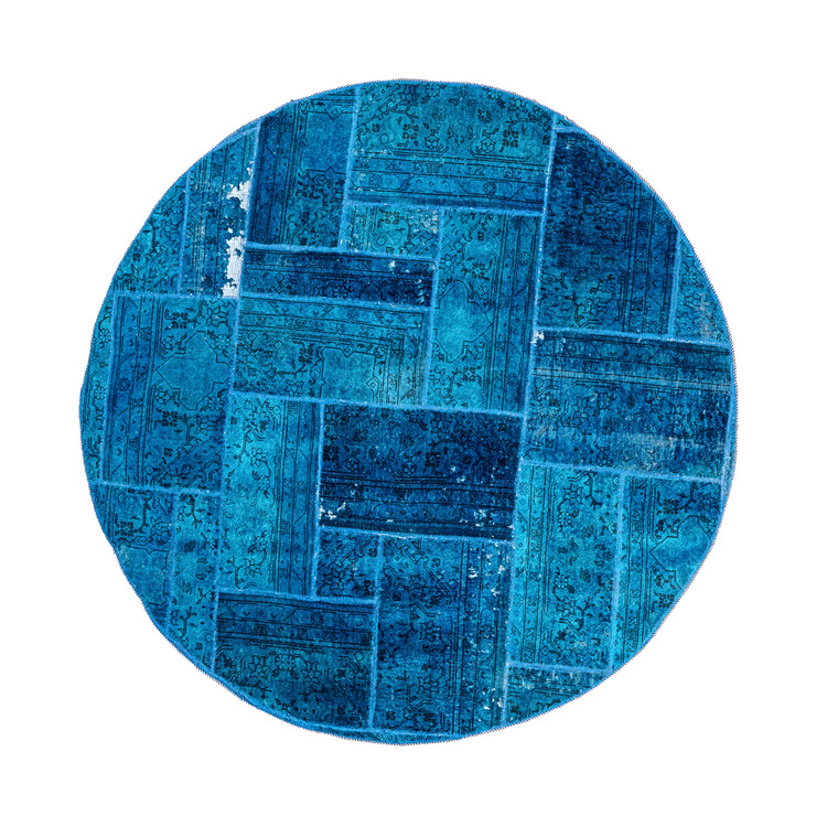 قالیچه دستباف کلاژ ۳/۳ متری آبی تبریز